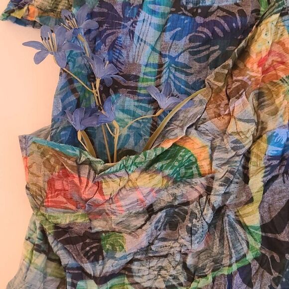 Grace & Joy Ophelia Multi Color Crinkle One Pocket Top Size M - Picture 8 of 14